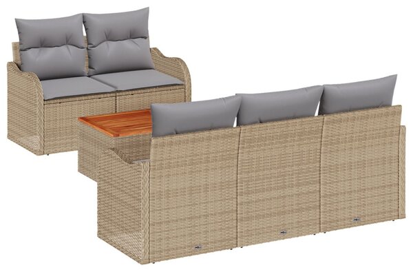 Kerti Kanapé Szett 6 pcs Beige és Világosszürke polirattan