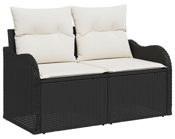 Kerti Kanapé Szett 9 db Fekete Poly Rattan