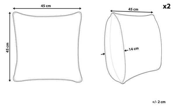 2 db díszpárna BISTORTA Pamut 45 x 45 cm Rózsaszín Geometrikus mintás