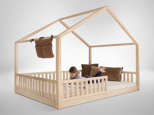 MONTERO NEW házikó gyerekágy leesésgátlóval 140x200 - natúr