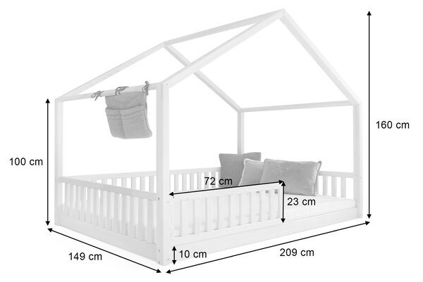 MONTERO NEW házikó gyerekágy leesésgátlóval 140x200 - natúr