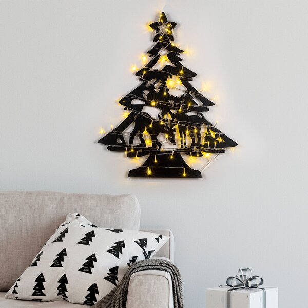 XMASBLACK fém karácsonyi fényfüzér, 59×70 cm