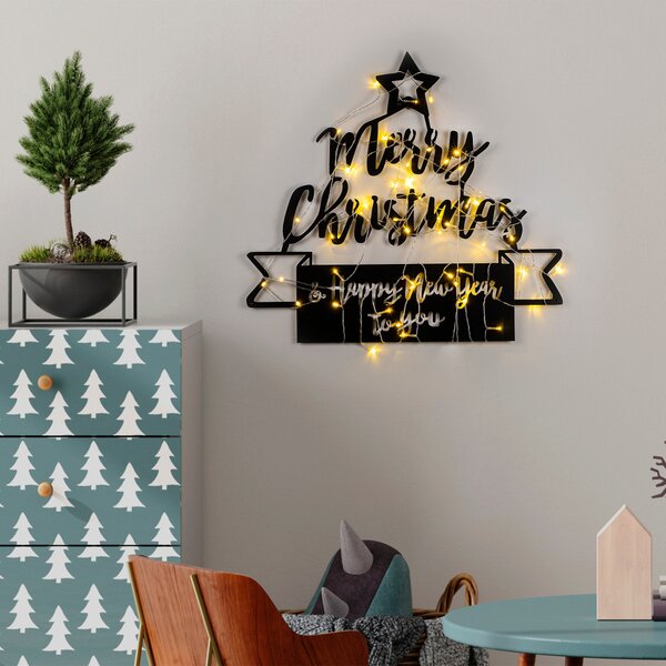 XMASBLACK fém karácsonyi fényfüzér, 67×62 cm