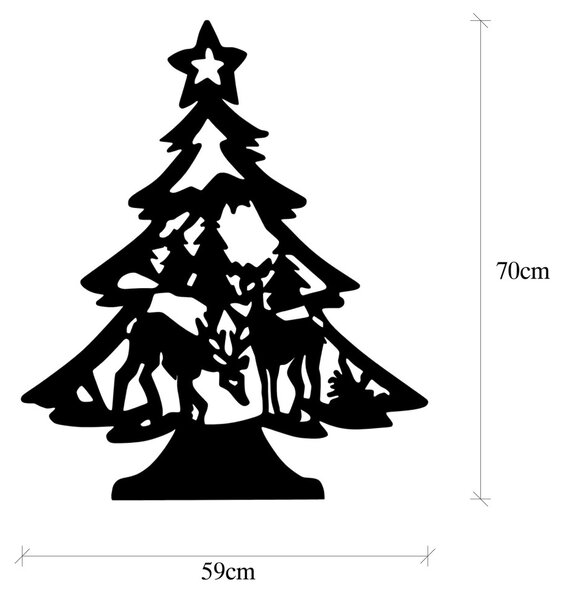 XMASBLACK fém karácsonyi fényfüzér, 59×70 cm