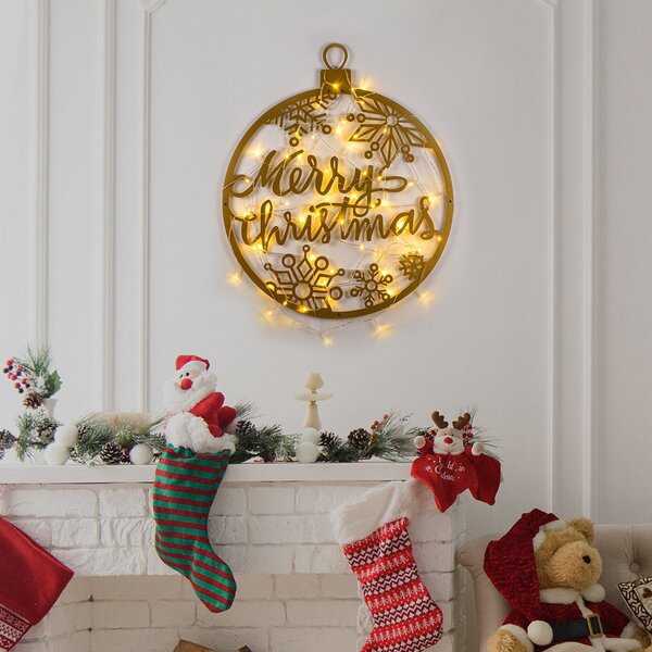 XMASGOLD fém karácsonyi fényfüzér, 66×63 cm