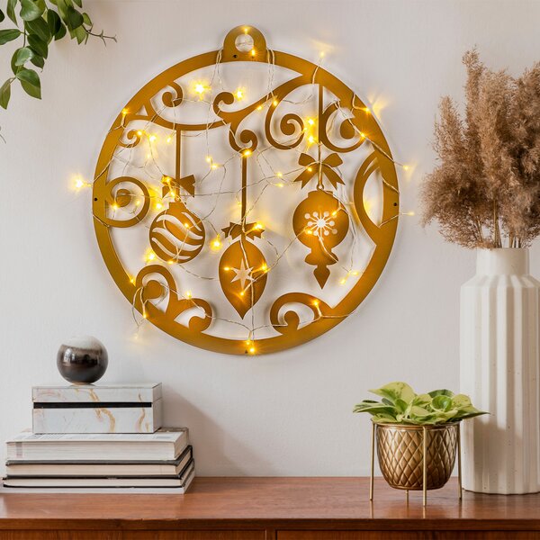 XMASGOLD fém karácsonyi fényfüzér, 60×64 cm