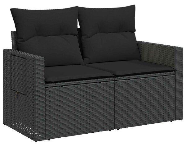 VidaXL Kanapé Szett 5 db Fekete Poli rattan és acél