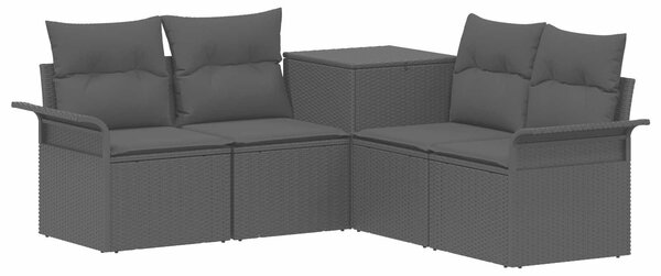 VidaXL Kanapé Szett 5 db Fekete Poli rattan és acél