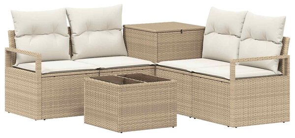 VidaXL Kanapé Szett 6 db Beige és Krémszínű Poli rattan és acél