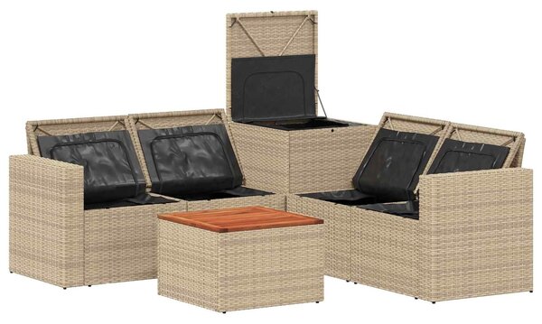 VidaXL Kanapé Szett 6 db Beige és Világosszürke Poli rattan és acél