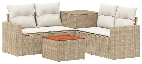 VidaXL Kanapé Szett 6 db Beige és Krémszínű Poli rattan és acél