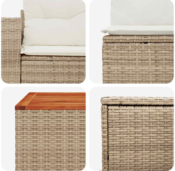 VidaXL Kanapé Szett 6 db Beige és Krémszínű Poli rattan és acél