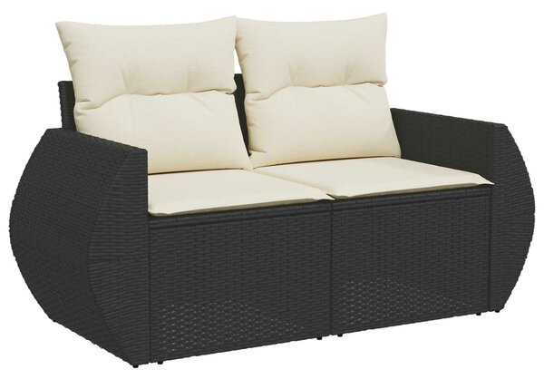 VidaXL Kanapé Szett 6 db Fekete és krémfehér Poli rattan és acél