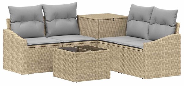 VidaXL Kanapé Szett 6 db Beige és Világosszürke Poli rattan és acél