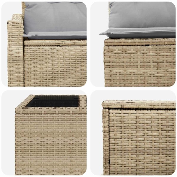 VidaXL Kanapé Szett 8 db Beige és Világosszürke Poli rattan és acél