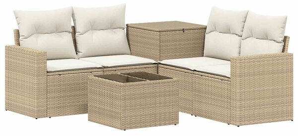 VidaXL Kanapé Szett 6 db Beige és Krémszínű Poli rattan és acél