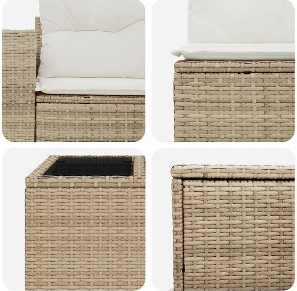 VidaXL Kanapé Szett 6 db Beige és Krémszínű Poli rattan és acél