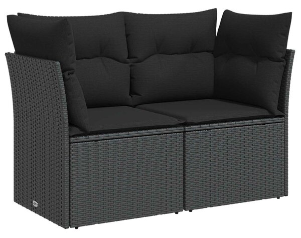 VidaXL Kanapé Szett 6 db Fekete Poli rattan és acél