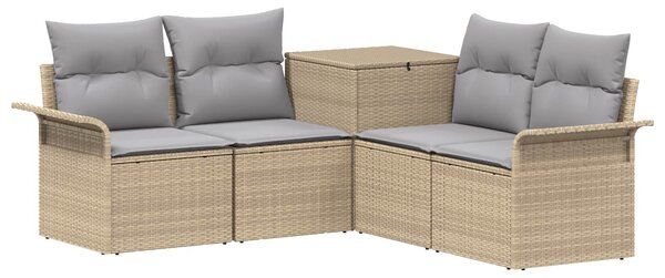 VidaXL Kanapé Szett 5 db Beige és Világosszürke Poli rattan és acél