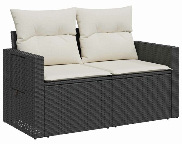 VidaXL Kanapé Szett 8 db Fekete és krémfehér Poli rattan és acél
