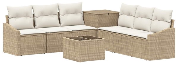 VidaXL Kanapé Szett 8 db Beige és Krémszínű Poli rattan és acél