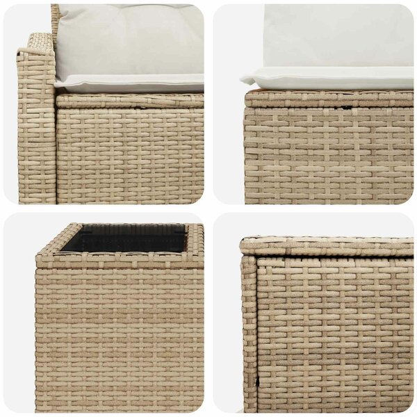 VidaXL Kanapé Szett 8 db Beige és Krémszínű Poli rattan és acél