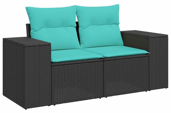 VidaXL Kanapé Szett 6 db Fekete és Kék Poli rattan és acél