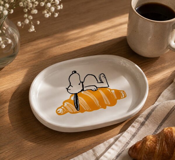 PEANUTS ovális tálka , Snoopy croissant