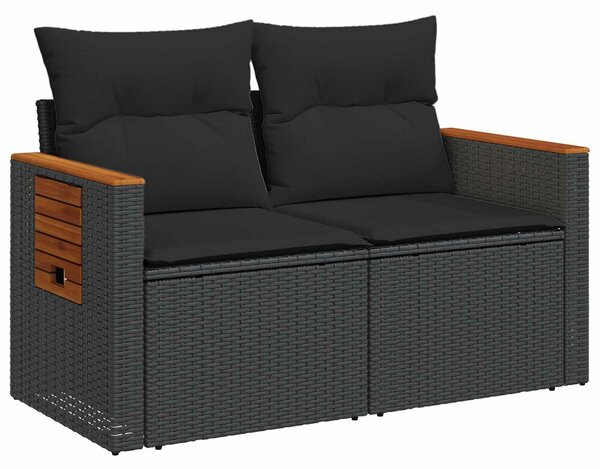 VidaXL Kanapé Szett 6 db Fekete Poli rattan és acél