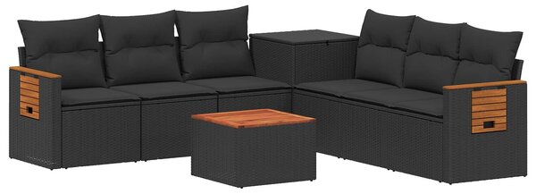 VidaXL Kanapé Szett 8 db Fekete Poli rattan és acél