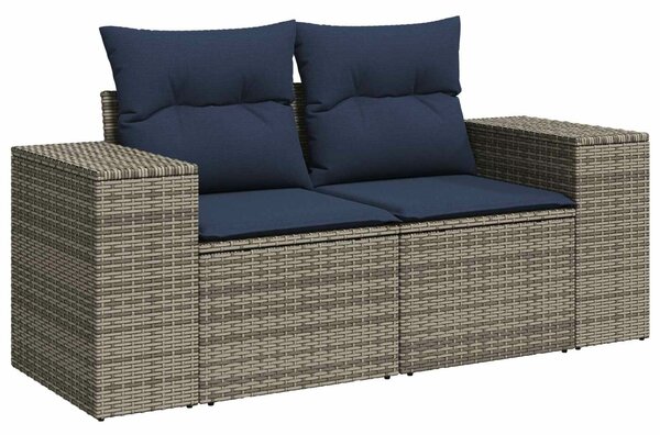 VidaXL Kanapé Szett 6 db Szürke és sötétkék Poli rattan és acél