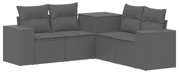 VidaXL Kanapé Szett 5 db Fekete Poli rattan és acél