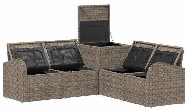 VidaXL Kanapé Szett 5 db Szürke és sötétszürke Poli rattan és acél