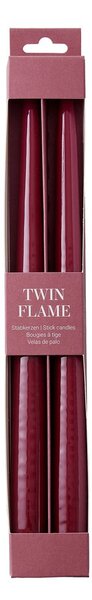 TWIN FLAME gyertya 31cm 2 db , bordó
