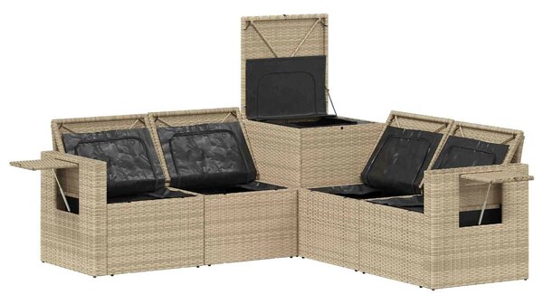 VidaXL Kanapé Szett 5 db Beige és Krémszínű Poli rattan és acél