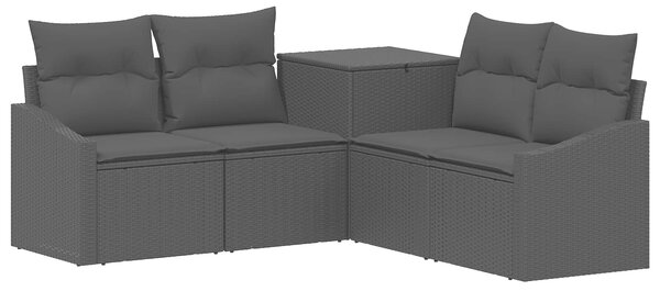VidaXL Kanapé Szett 5 db Fekete Poli rattan és acél