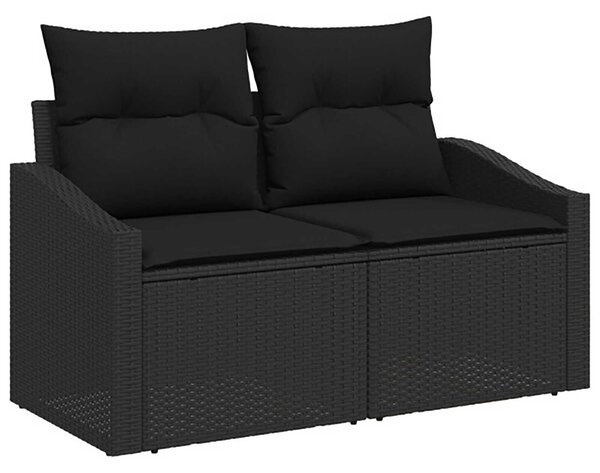 VidaXL Kanapé Szett 6 db Fekete Poli rattan és acél