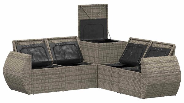 VidaXL Kanapé Szett 5 db Szürke és sötétszürke Poli rattan és acél