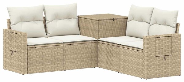 VidaXL Kanapé Szett 5 db Beige és Krémszínű Poli rattan és acél