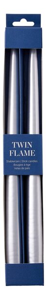 TWIN FLAME gyertya 31cm 2 db , ezüst