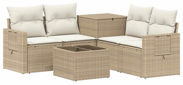VidaXL Kanapé Szett 6 db Beige és Krémszínű Poli rattan és acél