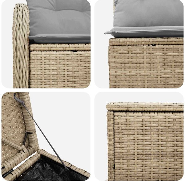 VidaXL Kanapé Szett 5 db Beige és Világosszürke Poli rattan és acél