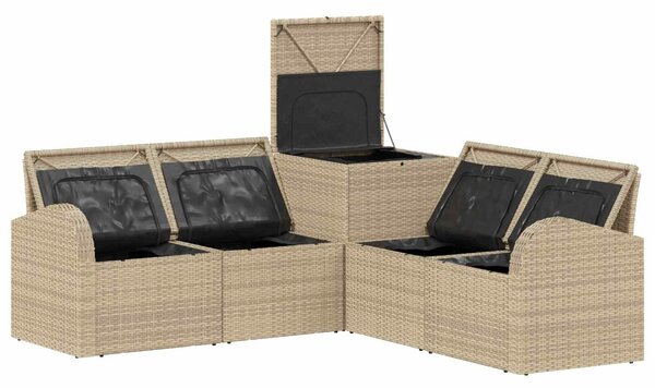 VidaXL Kanapé Szett 5 db Beige és Krémszínű Poli rattan és acél