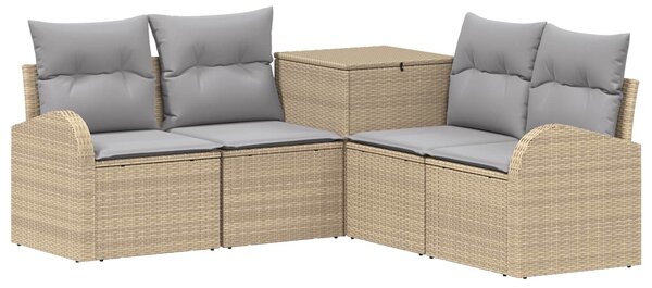 VidaXL Kanapé Szett 5 db Beige és Világosszürke Poli rattan és acél