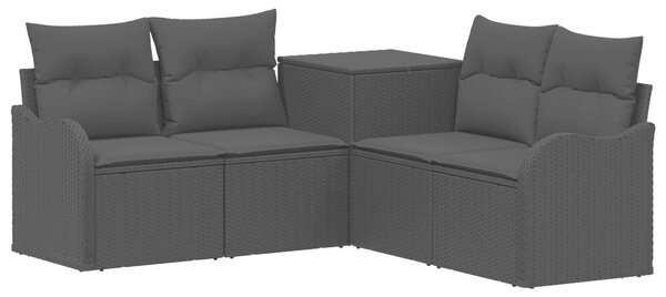 VidaXL Kanapé Szett 5 db Fekete Poli rattan és acél
