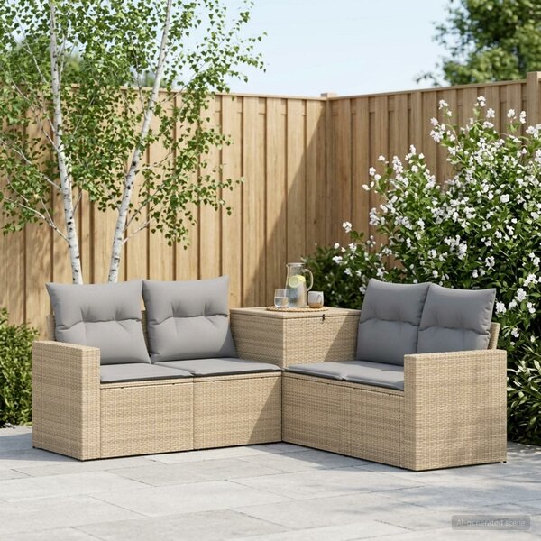VidaXL Kanapé Szett 5 db Beige és Világosszürke Poli rattan és acél