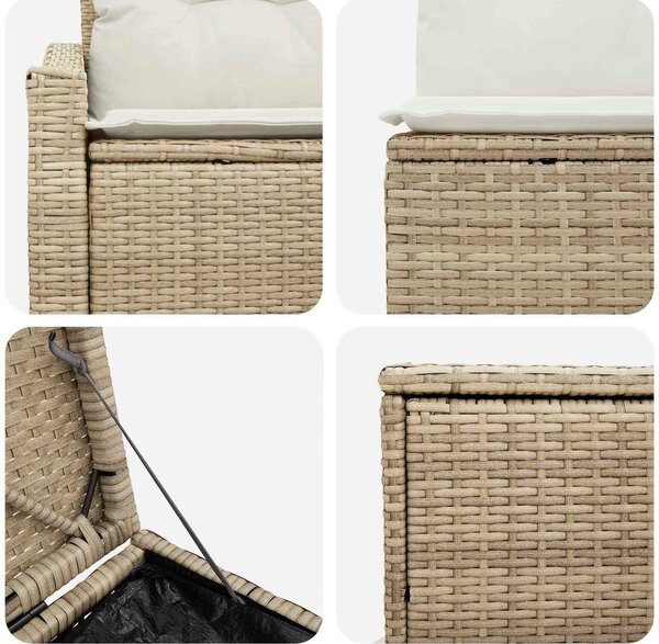 VidaXL Kanapé Szett 5 db Beige és Krémszínű Poli rattan és acél