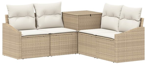 VidaXL Kanapé Szett 5 db Beige és Krémszínű Poli rattan és acél