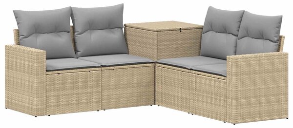VidaXL Kanapé Szett 5 db Beige és Világosszürke Poli rattan és acél