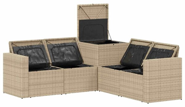 VidaXL Kanapé Szett 5 db Beige és Krémszínű Poli rattan és acél